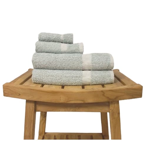 GuestSupply US Fibertone Terry Bath Towel Blended Cam Border 24x50 10.5 lbs dz Seafoam Green